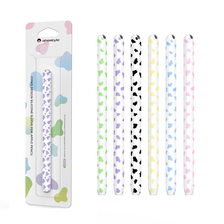 For Apple Pencil 2 AhaStyle PT65CW Silicone Pen Case Milk Cow Patterned Stylus Case(Purple)