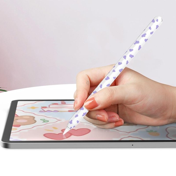 For Apple Pencil 2 AhaStyle PT65CW Silicone Pen Case Milk Cow Patterned Stylus Case(Purple)