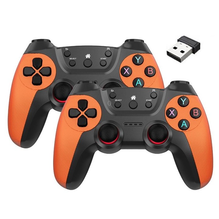 KM-029 2.4G One for Two Doubles Wireless Controller Support PC / Linux / Android / TVbox(Vitality Orange)