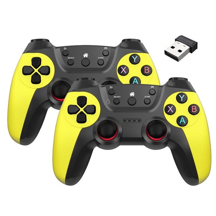 KM-029 2.4G One for Two Doubles Wireless Controller Support PC / Linux / Android / TVbox(Lemon Yellow)