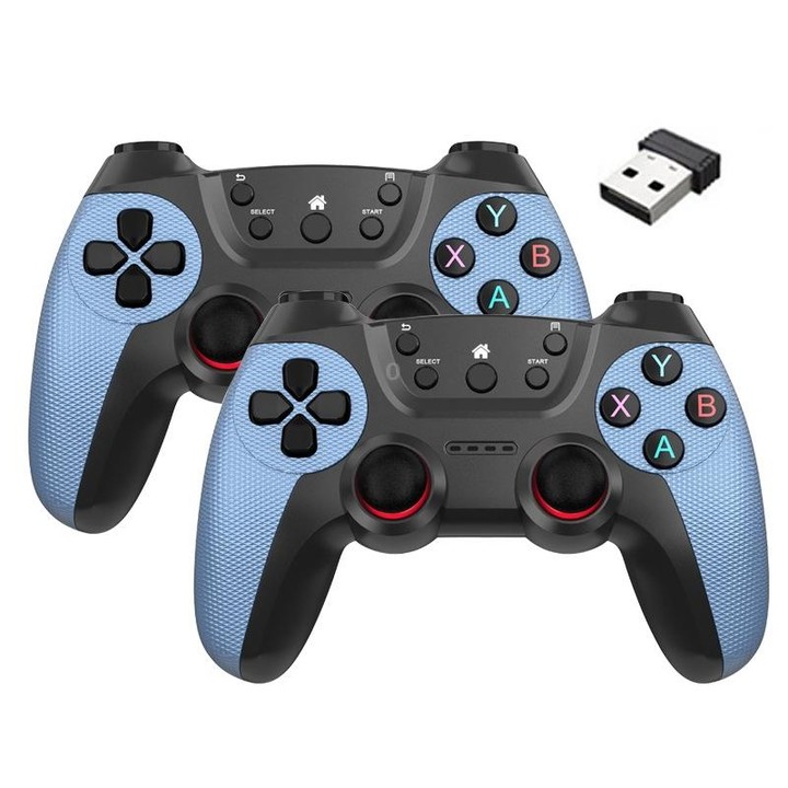 KM-029 2.4G One for Two Doubles Wireless Controller Support PC / Linux / Android / TVbox(Mountain Blue)
