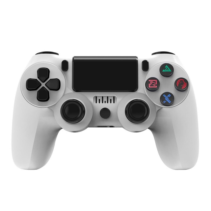 For PS4 Wireless Bluetooth Game Controller With Light Strip Dual Vibration Game Handle(White)