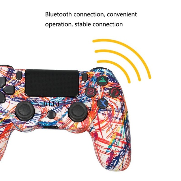 For PS4 Wireless Bluetooth Game Controller With Light Strip Dual Vibration Game Handle(Letter)
