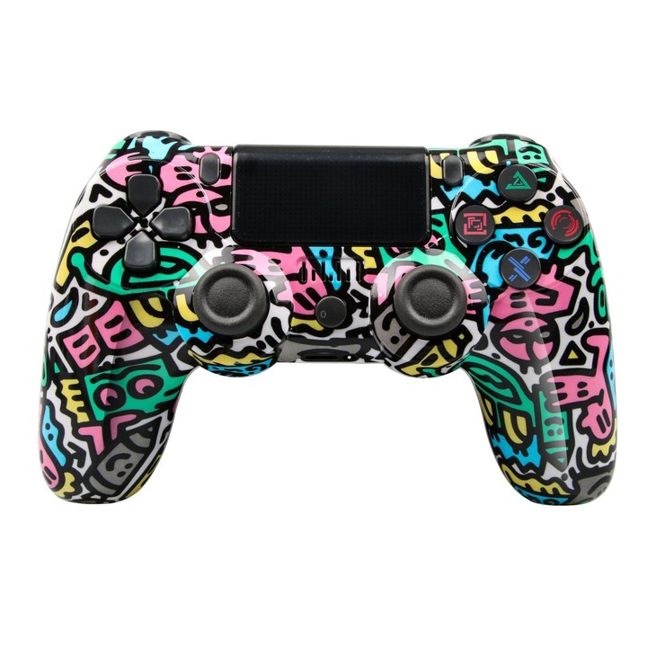 For PS4 Wireless Bluetooth Game Controller With Light Strip Dual Vibration Game Handle(Letter)