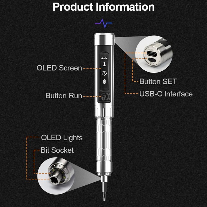 MINIWARE ES15 Electric Screwdriver Repair Tool Dismantling Screw Batch