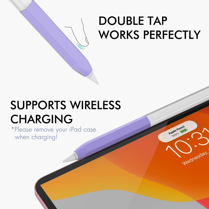 For Apple Pencil 2 AhaStyle PT-LC05 Jelly Style Translucent Silicone Protective Pen Case(Purple)