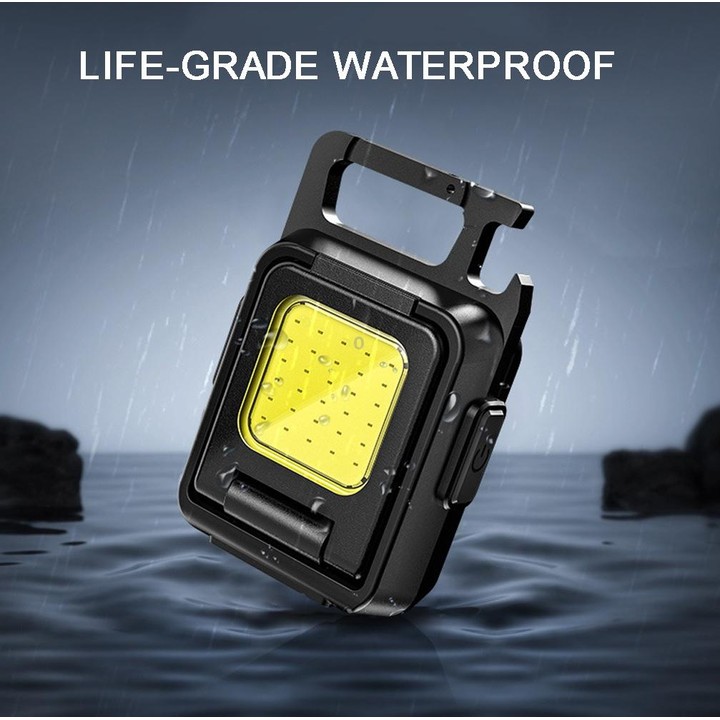 Double Sided COB Flashlight Mini Keychain Light Camping Light With Stand