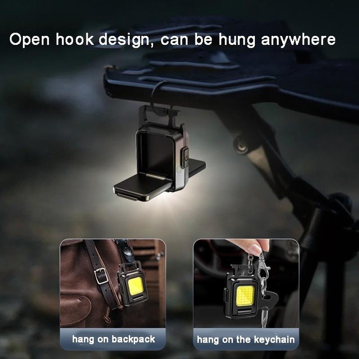 Double Sided COB Flashlight Mini Keychain Light Camping Light With Stand