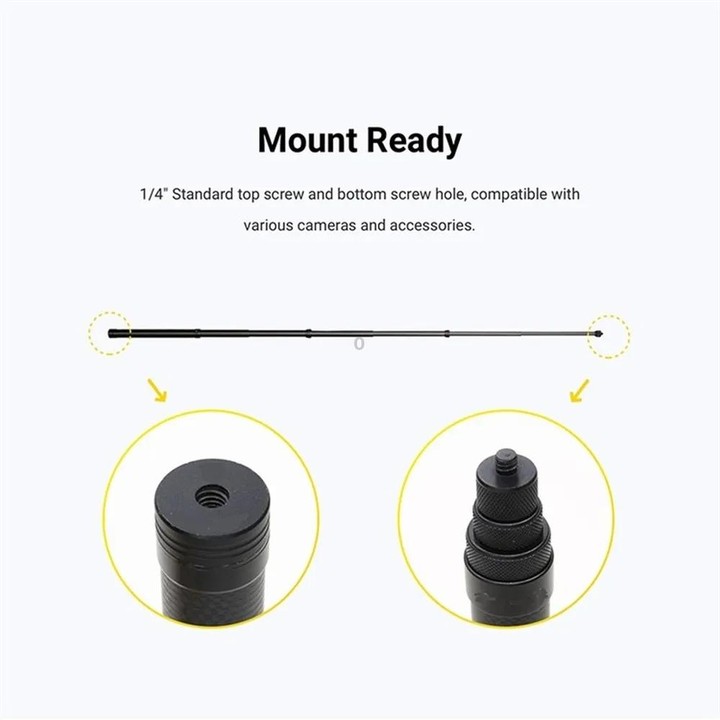 5m Carbon Fiber Extended Monopod Invisible Selfie Stick for DJI, Insta360, GoPro and Other Action Cameras