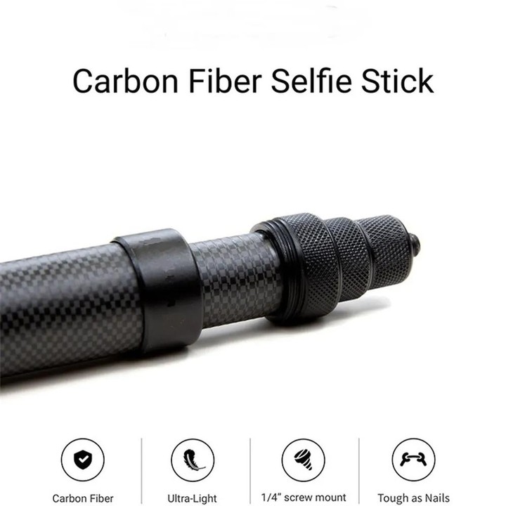 5m Carbon Fiber Extended Monopod Invisible Selfie Stick for DJI, Insta360, GoPro and Other Action Cameras