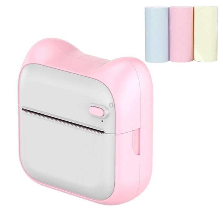 A31 Bluetooth Handheld Portable Self-adhesive Thermal Printer, Color: Pink+3 Rolls Colored Paper
