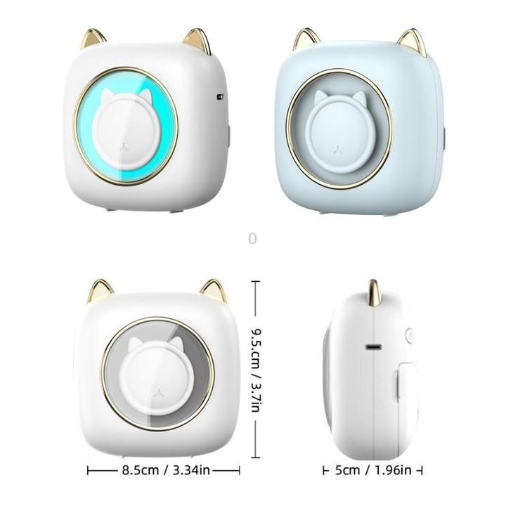 C23 Seven Colors Atmosphere Breathing Light Wireless Thermal Printer, Color: Blue+5 Rolls Thermal Paper