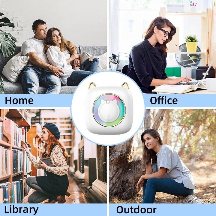 C23 Seven Colors Atmosphere Breathing Light Wireless Thermal Printer, Color: Blue+5 Rolls Thermal Paper