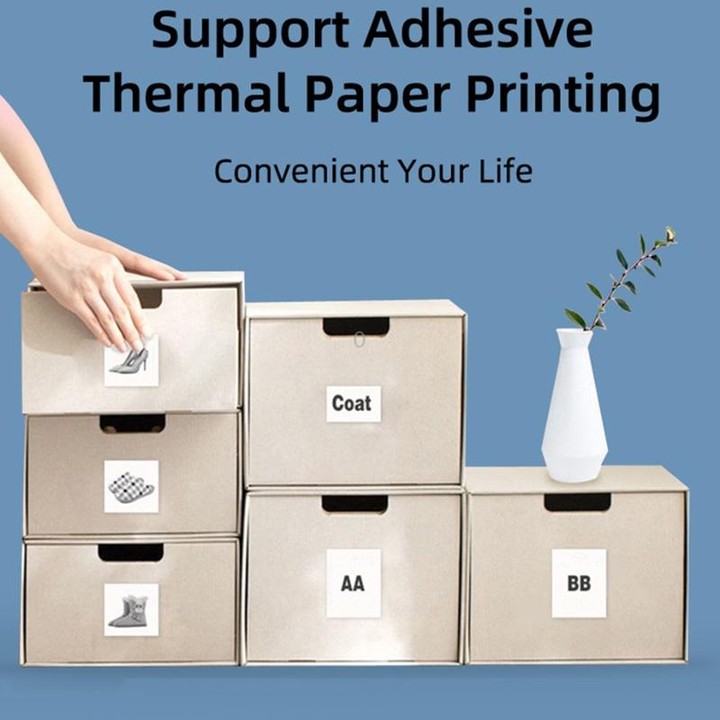 C23 Seven Colors Atmosphere Breathing Light Wireless Thermal Printer, Color: Blue+5 Rolls Thermal Paper