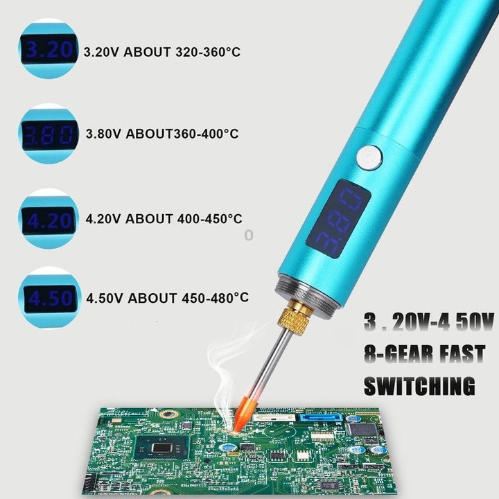 BS45 17-25W Wireless Soldering Iron with Adjustable Temperature LED Digital Display, Spec: B+C+K Tips