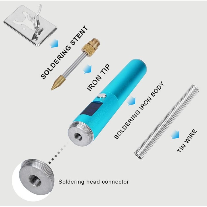 BS45 17-25W Wireless Soldering Iron with Adjustable Temperature LED Digital Display, Spec: B+C+K Tips