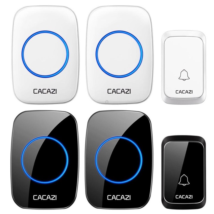CACAZI A06-DC 1 to 2 Battery Smart Home Wireless Waterproof Doorbell(White)