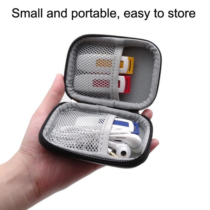 GH1803 EVA Data Cable U Disk Key Coin Wallet Mini Earphone Storage Box(Black)