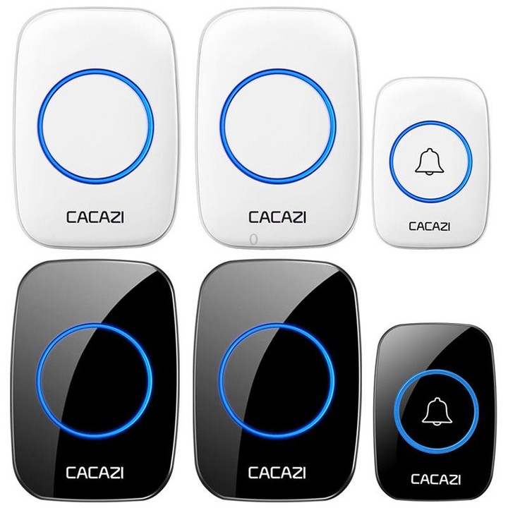 CACAZI A10DC 1 To 2 Battery Type Home Smart Waterproof Electronic Wireless Doorbell(White)