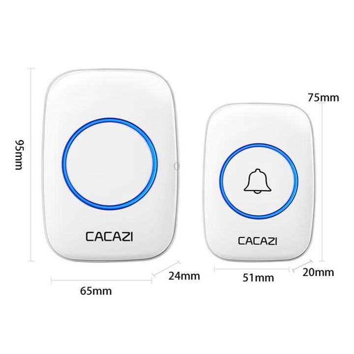 CACAZI A10DC 1 To 2 Battery Type Home Smart Waterproof Electronic Wireless Doorbell(White)