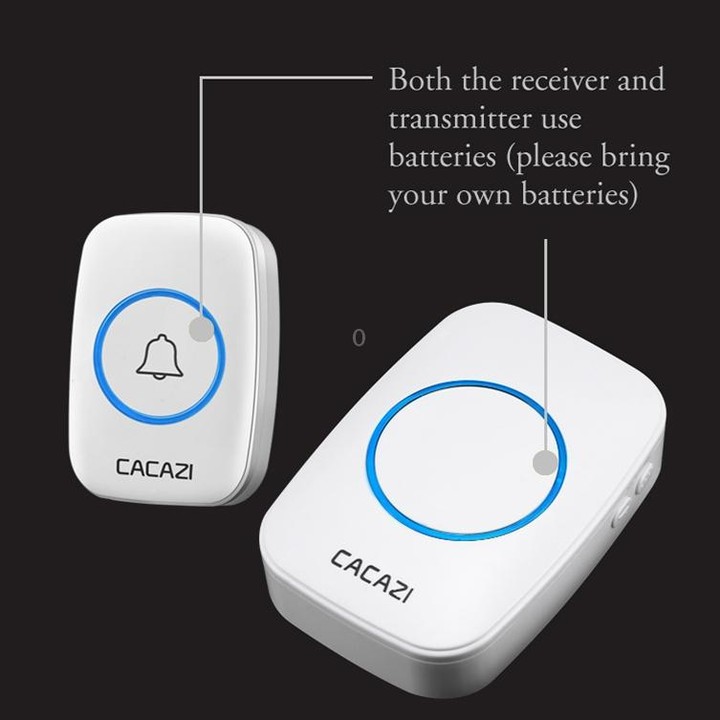 CACAZI A10DC 1 To 2 Battery Type Home Smart Waterproof Electronic Wireless Doorbell(Black)