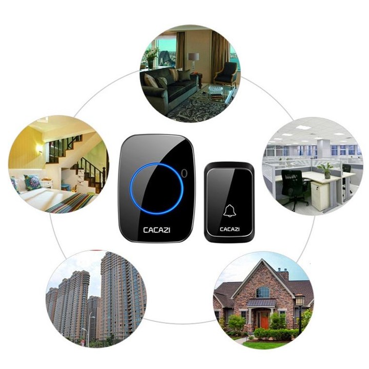 CACAZI A06-DC 1 To 1 Battery Type Smart Home Wireless Waterproof Music Doorbell(White)