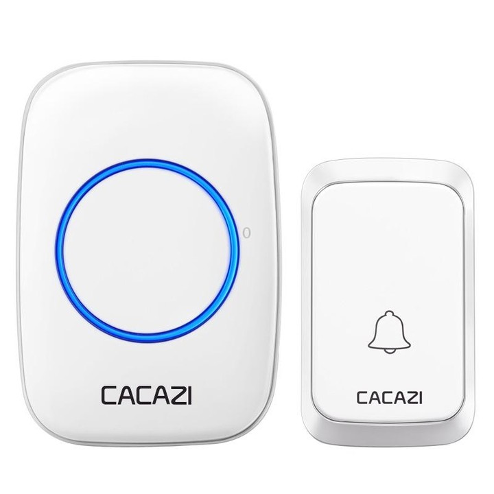 CACAZI A06-DC 1 To 1 Battery Type Smart Home Wireless Waterproof Music Doorbell(White)