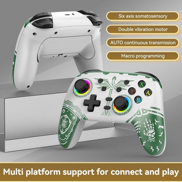 Wireless Bluetooth Somatosensory Vibration Gamepad for Nintendo Switch/Switch PRO, Color: White Green