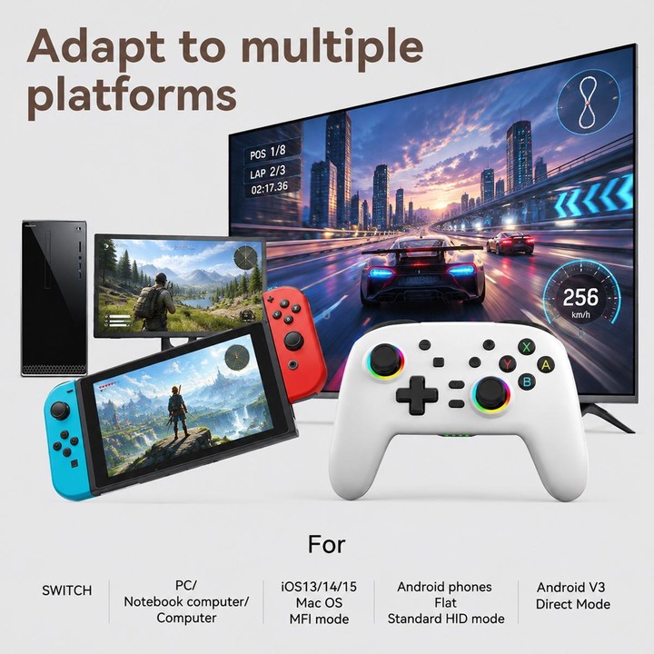 Wireless Bluetooth Somatosensory Vibration Gamepad for Nintendo Switch/Switch PRO, Color: White Green