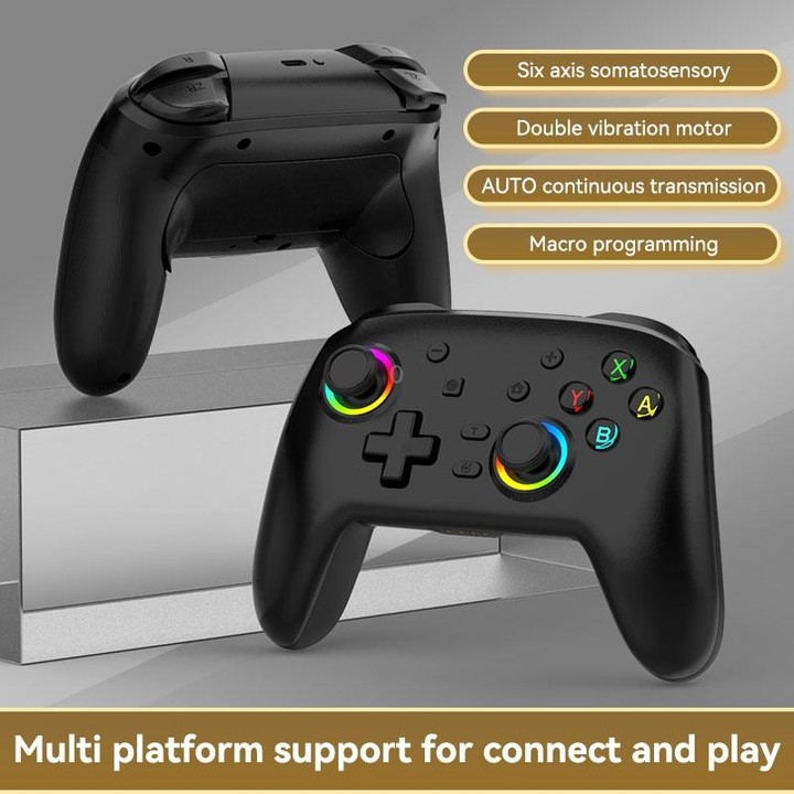 Wireless Bluetooth Somatosensory Vibration Gamepad for Nintendo Switch/Switch PRO, Color: Black