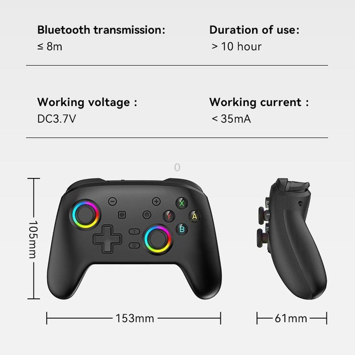 Wireless Bluetooth Somatosensory Vibration Gamepad for Nintendo Switch/Switch PRO, Color: Black