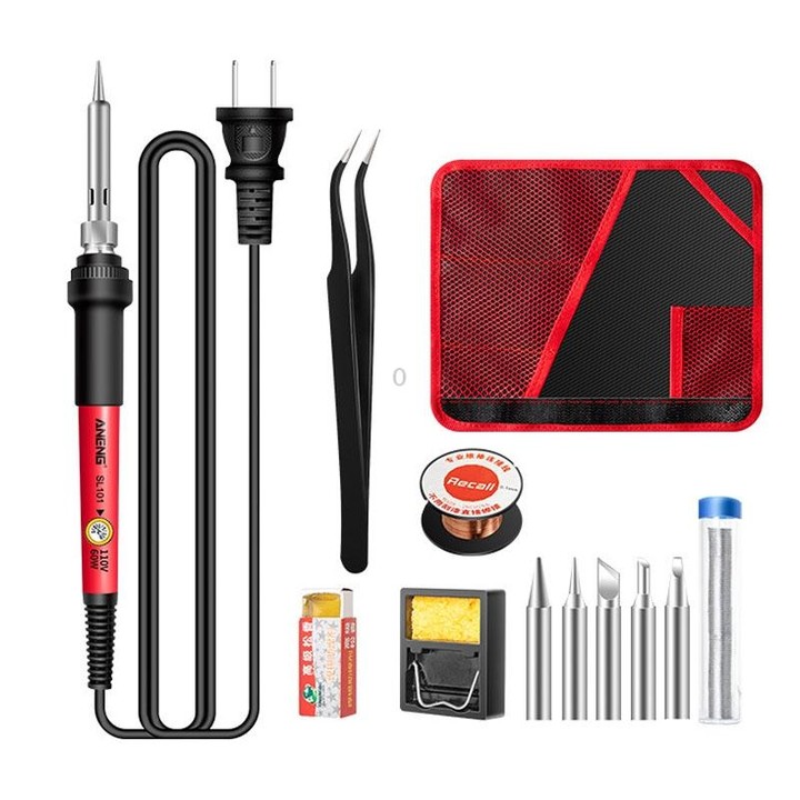 ANENG SL101 12pcs/set Rotary Thermostat Household Constant Temperature Soldering Iron Set 60W Internal Heat Welding Tool Kit(US
