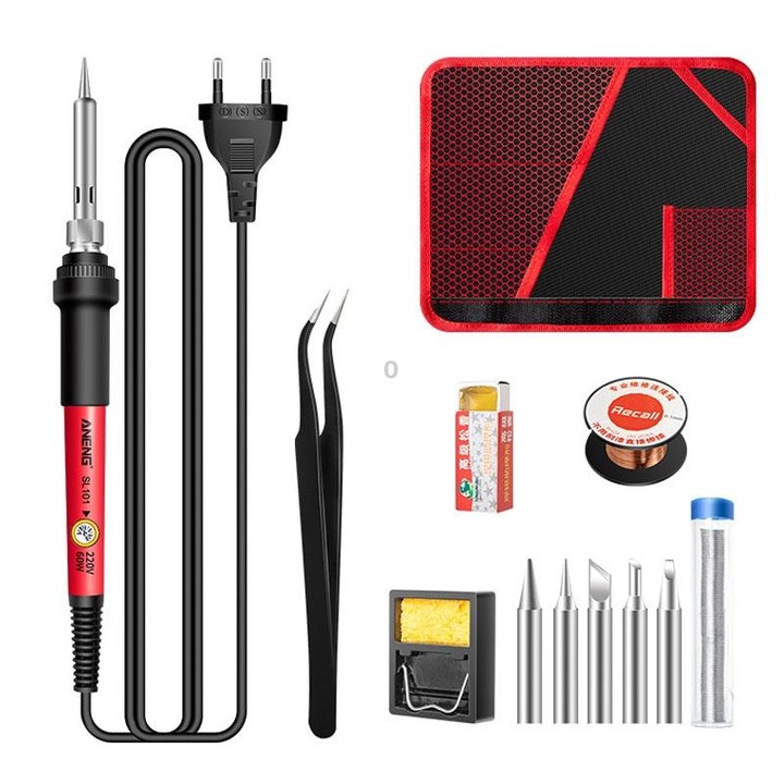 ANENG SL101 12pcs/set Rotary Thermostat Household Constant Temperature Soldering Iron Set 60W Internal Heat Welding Tool Kit(EU