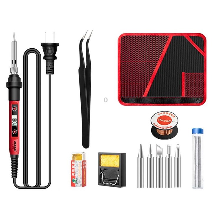 ANENG SL102 12pcs/set Digital Thermostat Household Constant Temperature Soldering Iron Set 60W Internal Heat Welding Tool Kit(US
