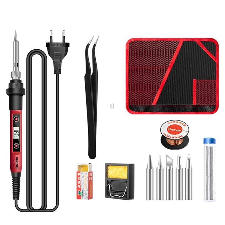 ANENG SL102 12pcs/set Digital Thermostat Household Constant Temperature Soldering Iron Set 60W Internal Heat Welding Tool Kit(EU