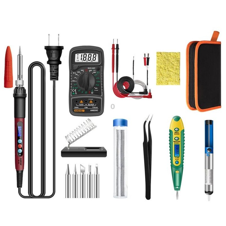 ANENG SL103 17pcs/set Intelligent Digital Display Temperature Adjustment Household Constant Temperature Soldering Iron Set 60W I