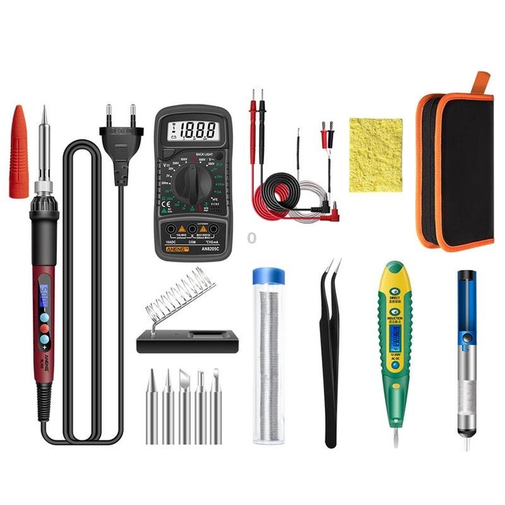 ANENG SL103 17pcs/set Intelligent Digital Display Temperature Adjustment Household Constant Temperature Soldering Iron Set 60W I