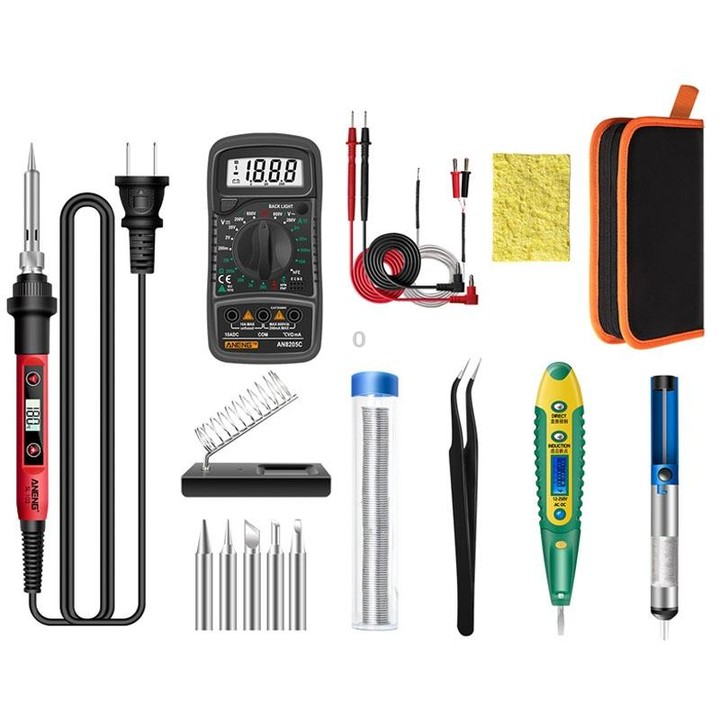 ANENG SL102 16pcs/set Digital Thermostat Household Constant Temperature Soldering Iron Set 60W Internal Heat Welding Tool Kit(US