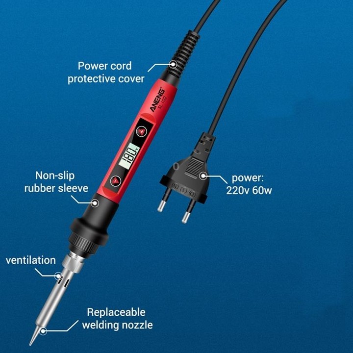 ANENG SL102 16pcs/set Digital Thermostat Household Constant Temperature Soldering Iron Set 60W Internal Heat Welding Tool Kit(US