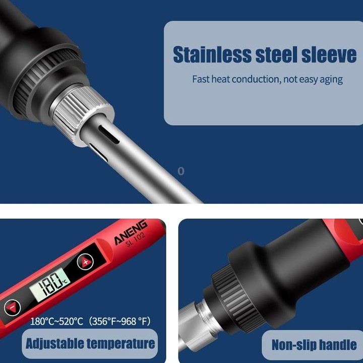 ANENG SL102 16pcs/set Digital Thermostat Household Constant Temperature Soldering Iron Set 60W Internal Heat Welding Tool Kit(EU