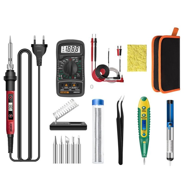 ANENG SL102 16pcs/set Digital Thermostat Household Constant Temperature Soldering Iron Set 60W Internal Heat Welding Tool Kit(EU