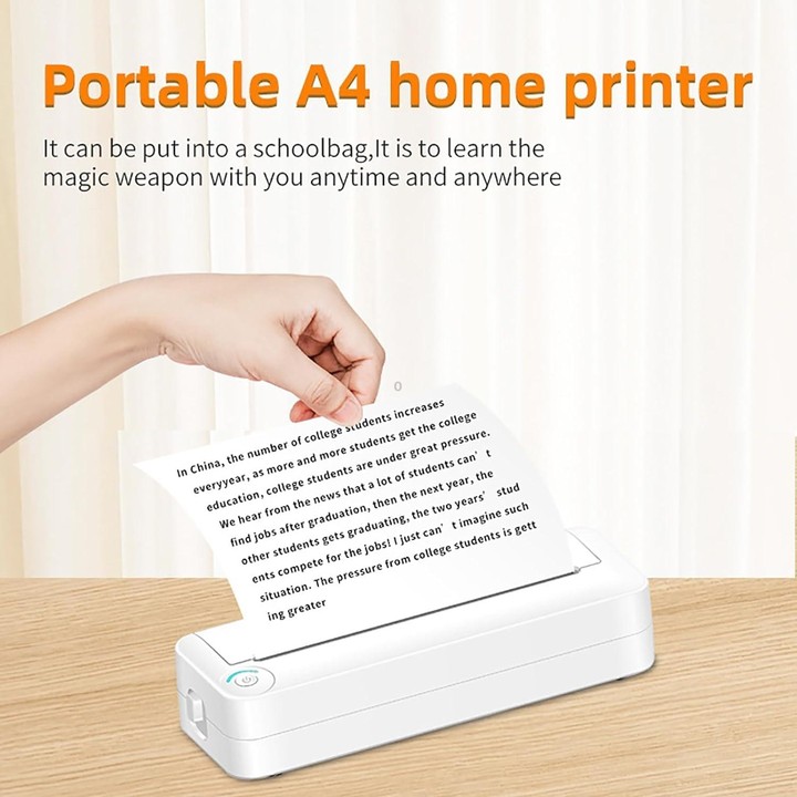 Bluetooth Connection Inkless A4 Printer Portable Mini Student Office Home Photo Printer, Model: X8