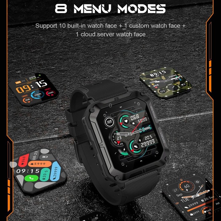 C20 Pro 1.83 Inch IP68 Waterproof Bluetooth Call Three-Proof Smart Sports Watch(Orange)