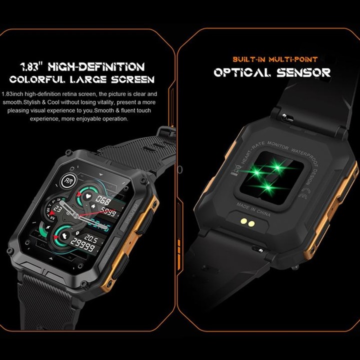 C20 Pro 1.83 Inch IP68 Waterproof Bluetooth Call Three-Proof Smart Sports Watch(Orange)
