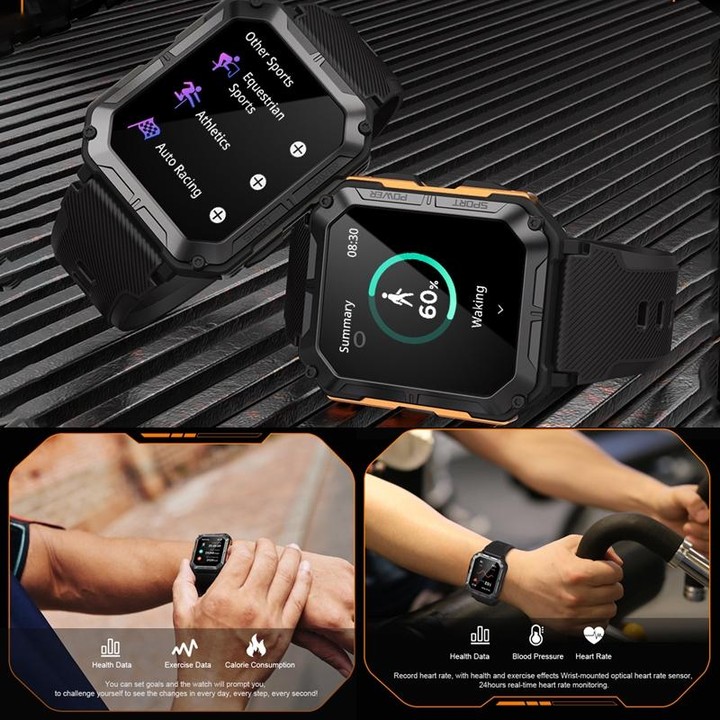 C20 Pro 1.83 Inch IP68 Waterproof Bluetooth Call Three-Proof Smart Sports Watch(Orange)