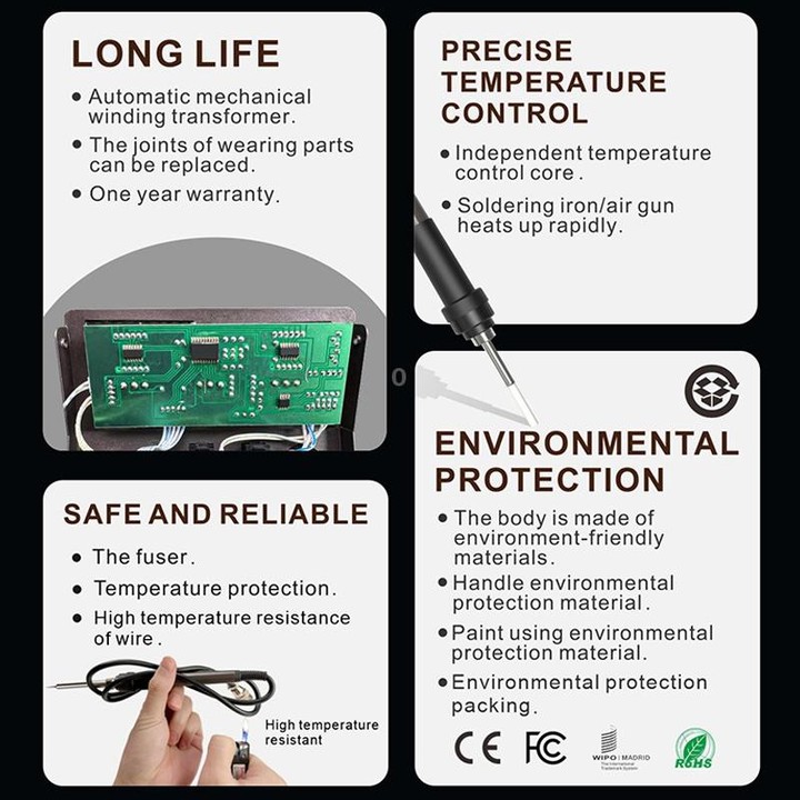 BAKU BA-601C+ Digital Display 2-In-1 Electric Soldering Iron Heat Exchanger Mobile Phone Maintenance Desoldering EU Plug 220V