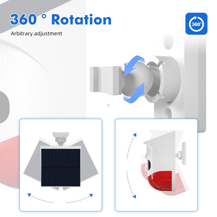 CT80WR Tuya WiFi Model Infrared Motion Detector Solar Outdoor PIR Wireless Strobe Siren Detector Sound Alarm