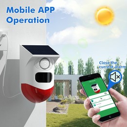 CT80WR Tuya WiFi Model Infrared Motion Detector Solar Outdoor PIR Wireless Strobe Siren Detector Sound Alarm