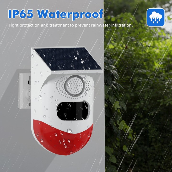 CT80WR Tuya WiFi Model Infrared Motion Detector Solar Outdoor PIR Wireless Strobe Siren Detector Sound Alarm