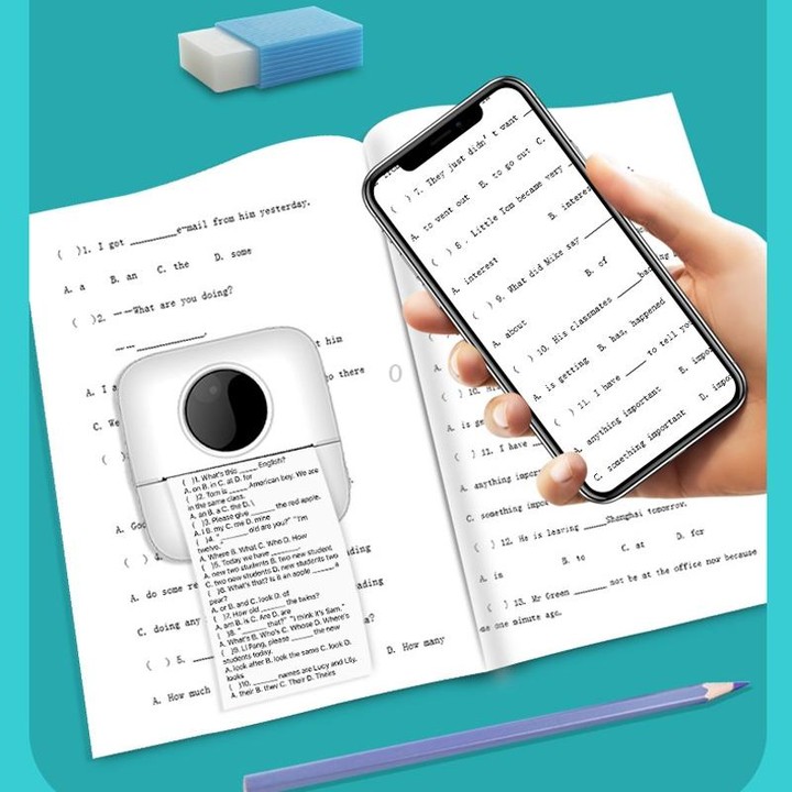 Mini Student Wrong Question Bluetooth Thermal Printer With 5 Rolls White Paper(White)
